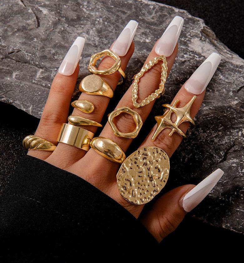  Sculptural Gold Stacking Ring Set image