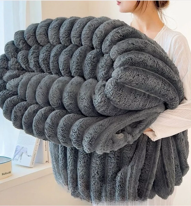 Thick Ribbed Throw Blanket image