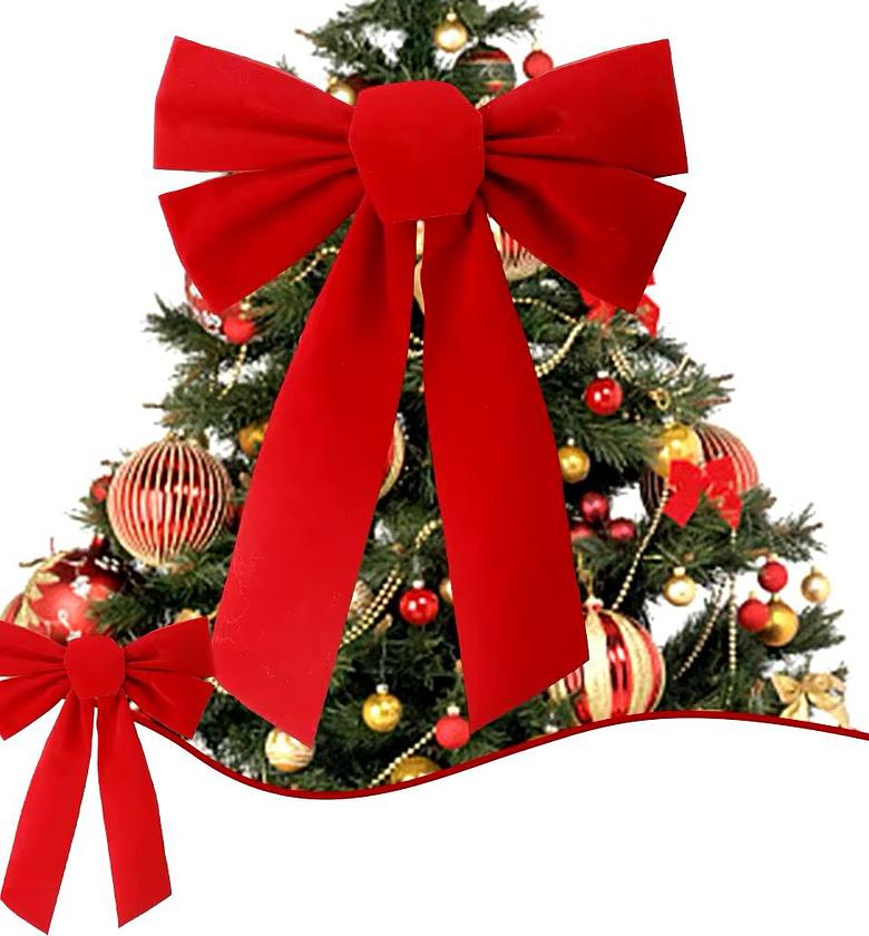 Red Velvet Christmas Bow Holiday Tree Decoration image