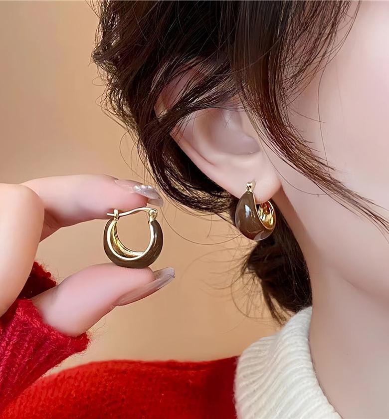 Brown mini hoop earrings  image