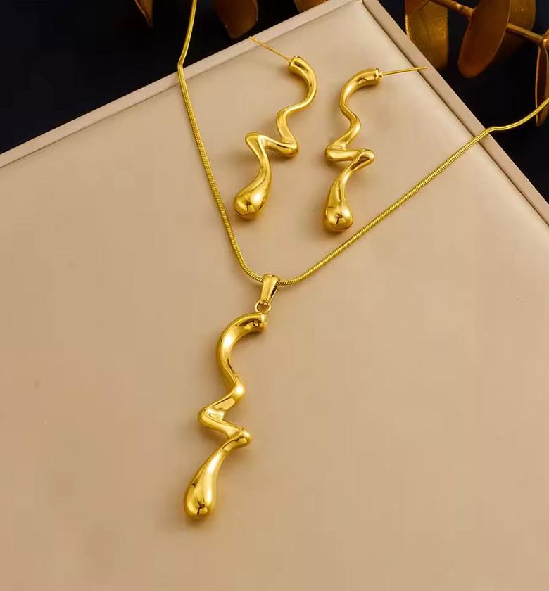 Golden Ripple Liquid Flow Jewelry Set image