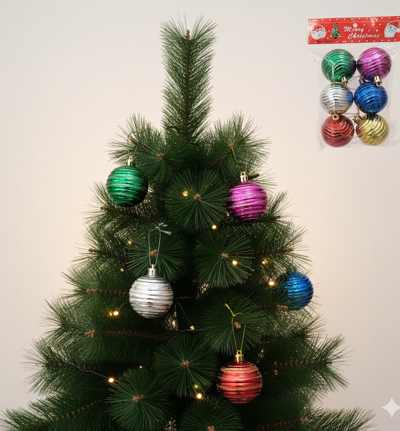 6PCS Christmas Tree Baubles Set, Assorted Colour Decorations image