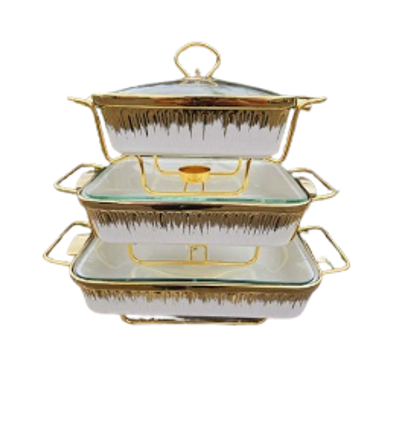 Chaffing Dishes. Best Quality 3pcs Ceramic Chaffing Dishes image