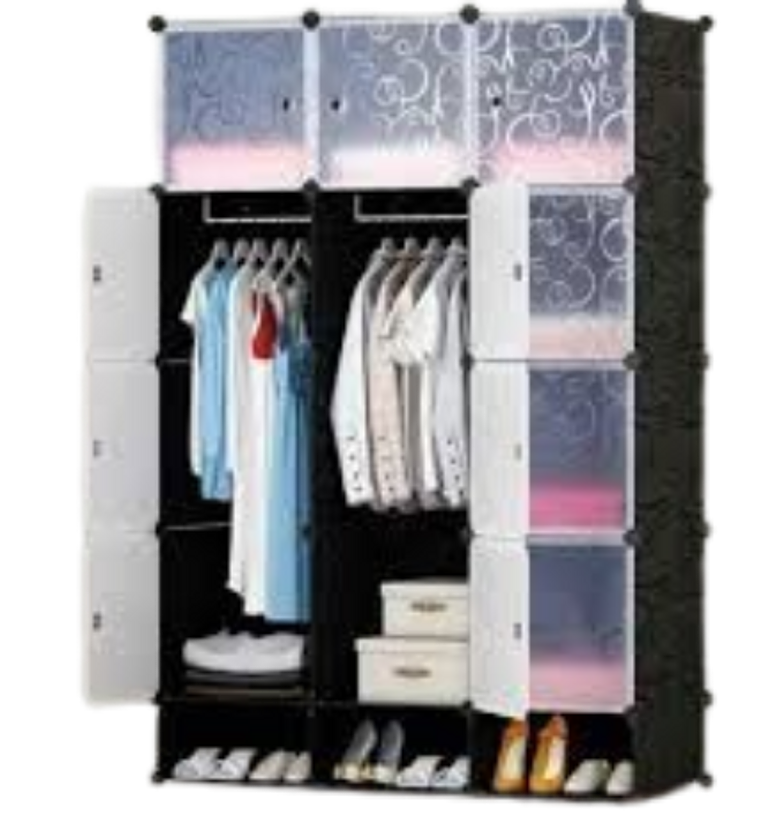 3-Column Portable Plastic Wardrobe.  image