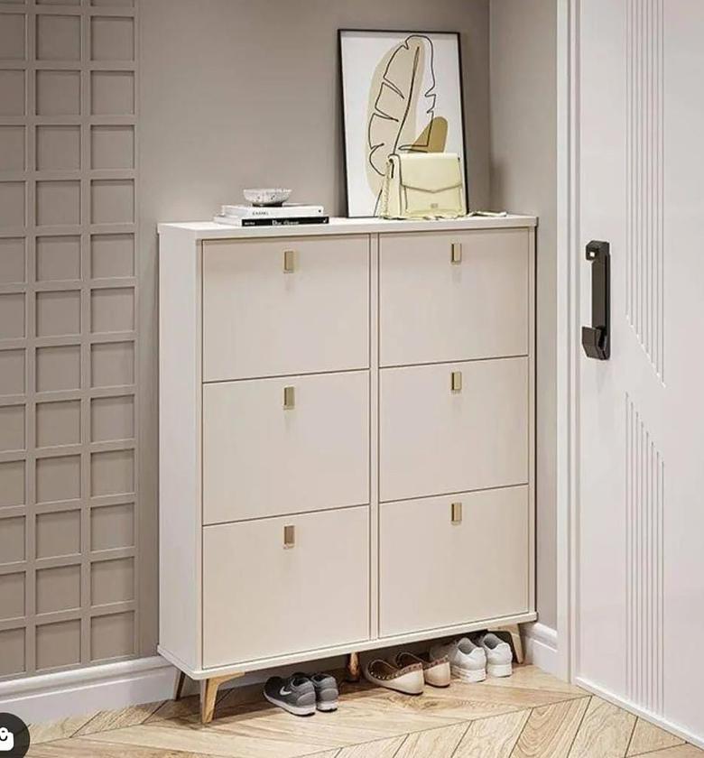 Bucket Flip shoe rack tripple layer with details with hanger image