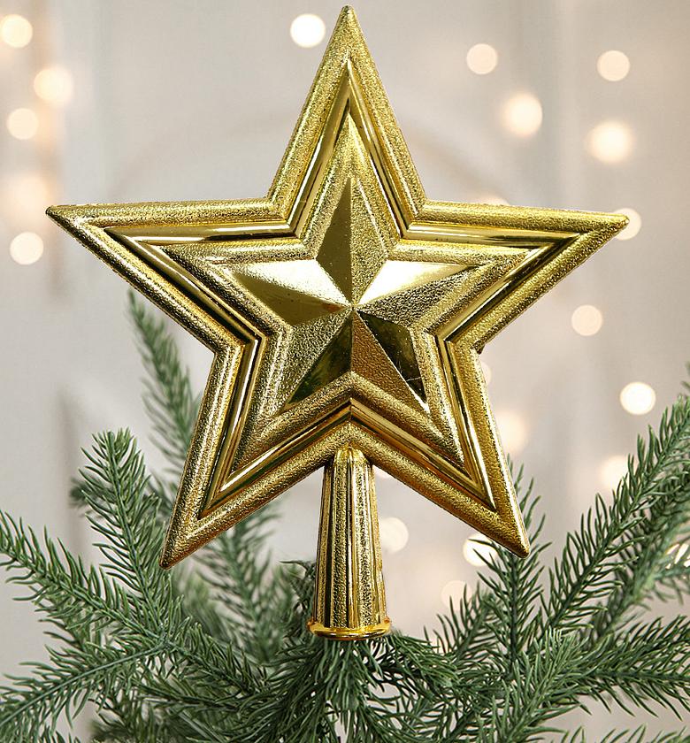 Shiny Gold Star Christmas Tree Topper Kenya Festive Decor image