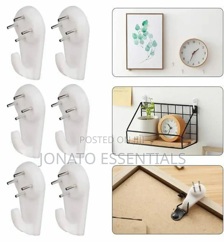 5pc Picture Hangers Hooks, Wall Hooks for Frames Clocks image