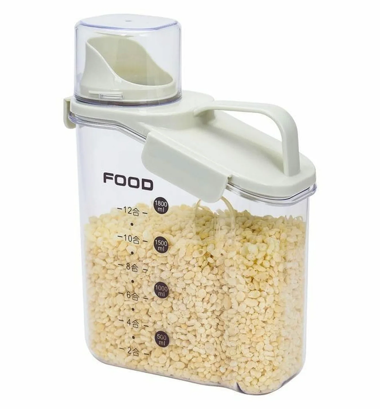 Airtight Acrylic Food Storage Container with Measuring Cup Lid image
