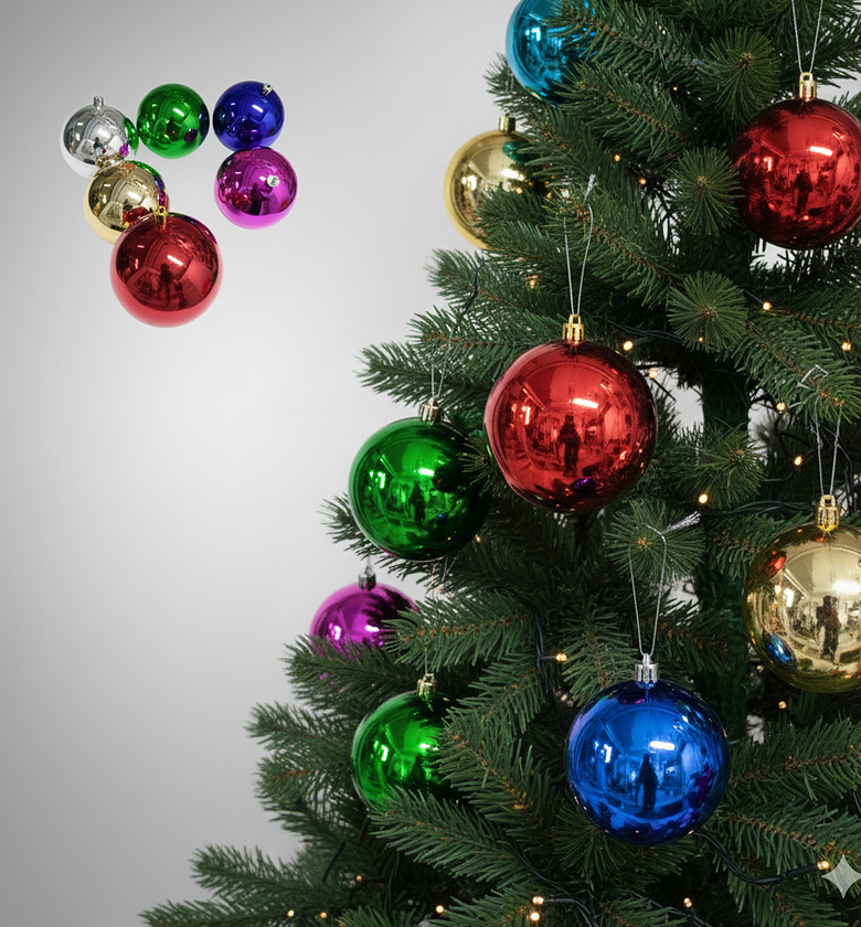 Shiny large Christmas Balls 6pcs Set, 10cm image