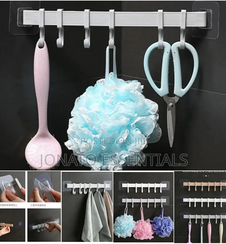 Wall-Mounted Hook Rack, Kitchen Bathroom Organizer image