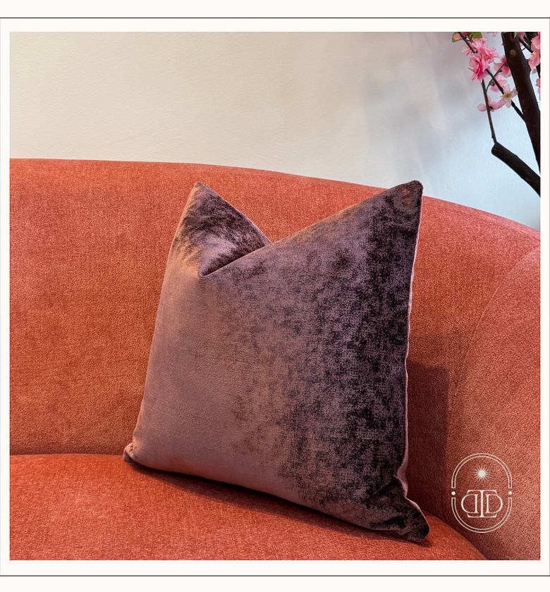 Dark mauve plush velvet cushion cover. image