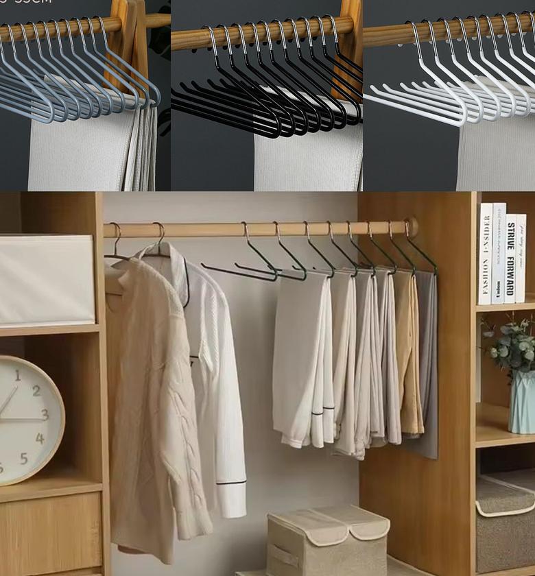 10 Pack Non-Slip Open Ended Metal Trousers Hangers - Space Saving Wardrobe Organizer for Pants & Jeans image