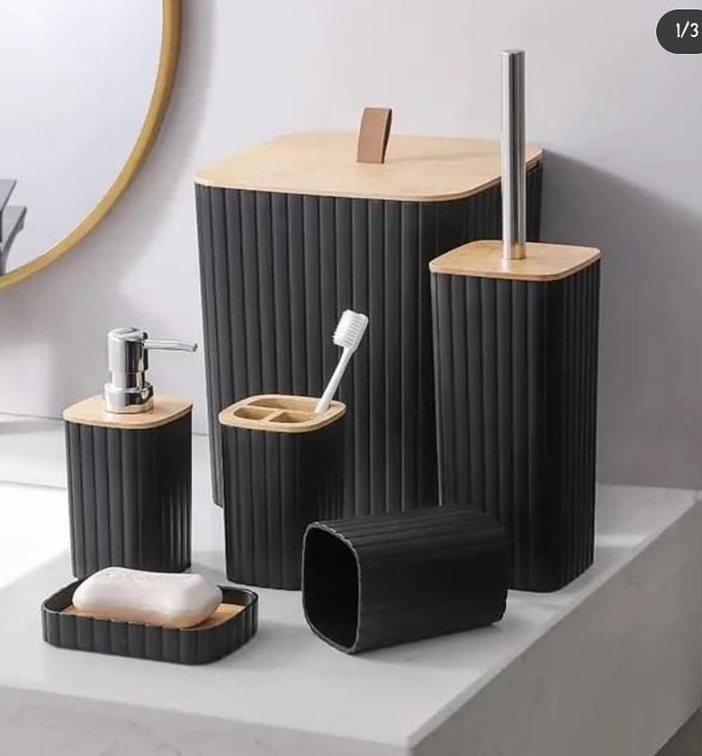 Bathroom accessories set. image