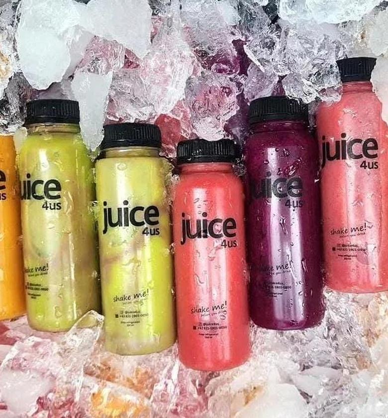 Re-usable glass juice bottles. 4pcs image