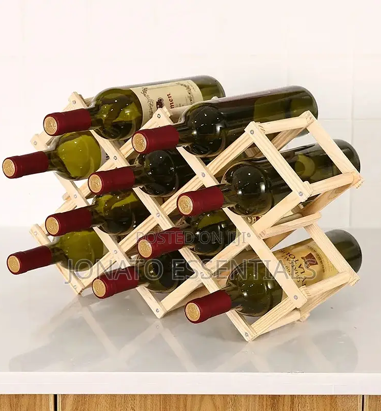 Foldable 10 Slot Wooden Wine Bottle Rack image