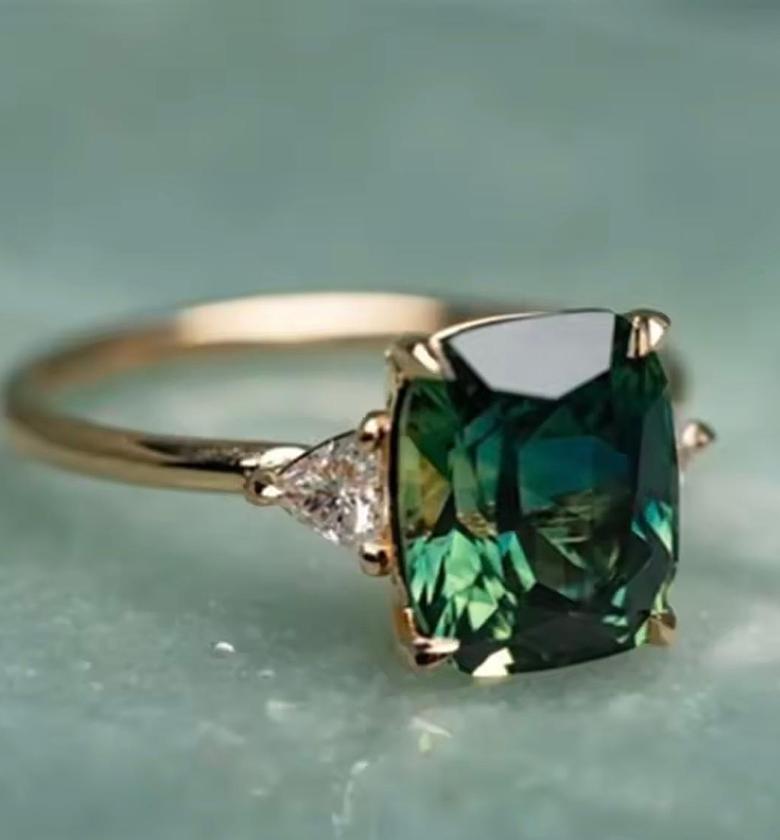 The Glimmering Gold Solitaire Pave Ring image