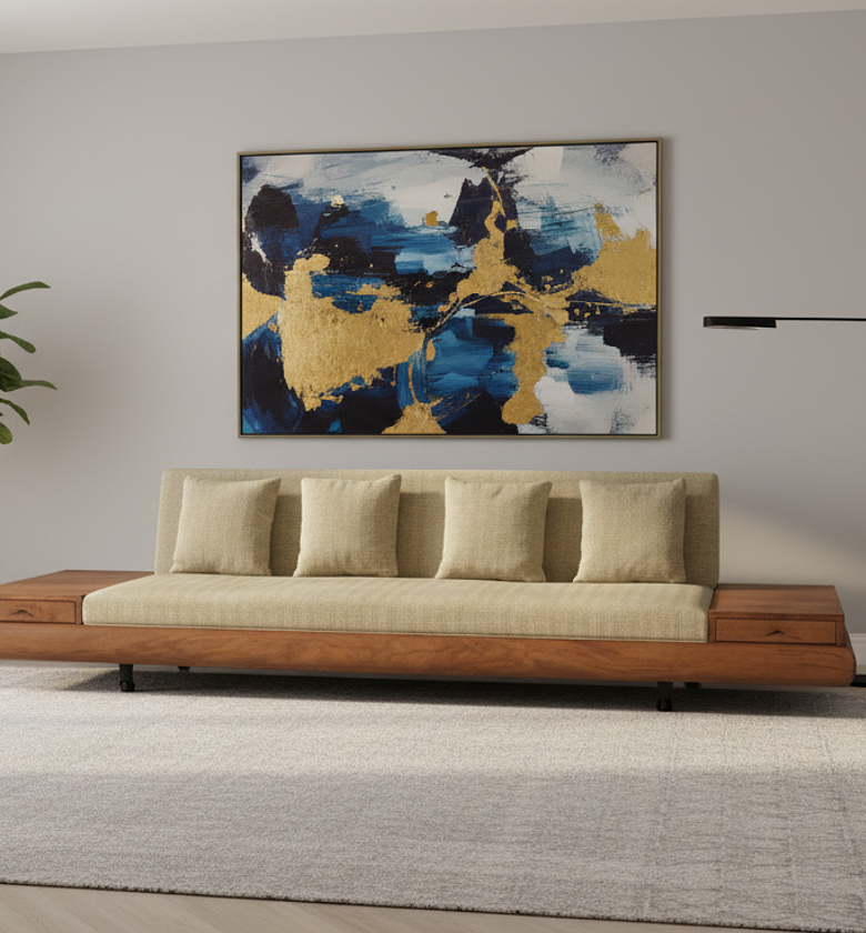 Platform Sofa with Built-in Tables image