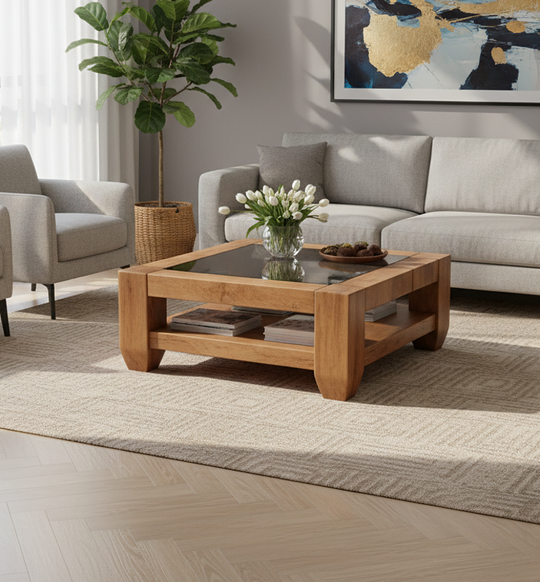 Curved Wood Coffee Table image