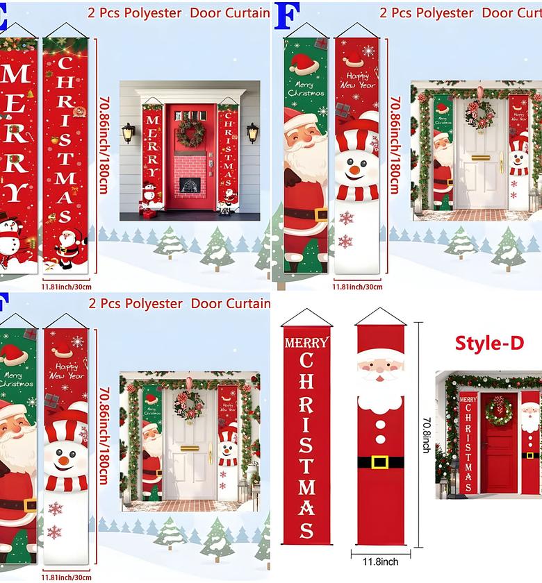 Christmas Door Banners Merry Christmas Decorations 2pcs image