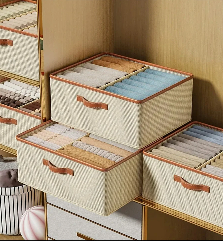 Premium Collapsible Fabric Wardrobe Organizer with Removable Dividers image