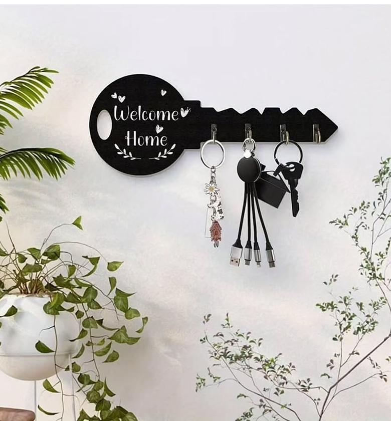 Decorative Wooden Key Organizer and Wall Hanging Rack image