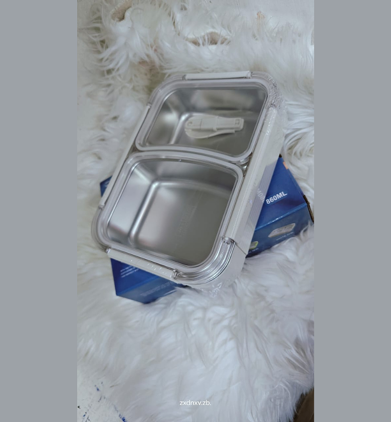 Insulated 2-Grid Stainless Steel Food Flask with BPA-Free Airtight Lid image