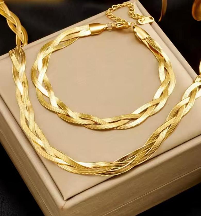 Lumina Woven Silk Gold Jewelry Suite Set image