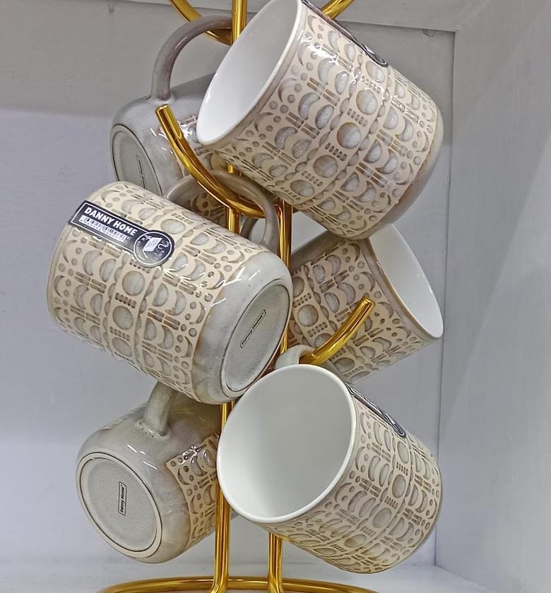 Danny Home 6 Pcs Inner  With Outer Decor Porcelain Cup And Saucer image