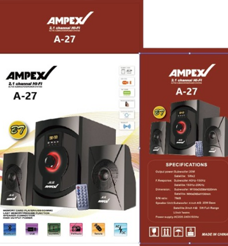 Subwoofer. Ampex 2.1 Multimedia Speaker System PMPO, image