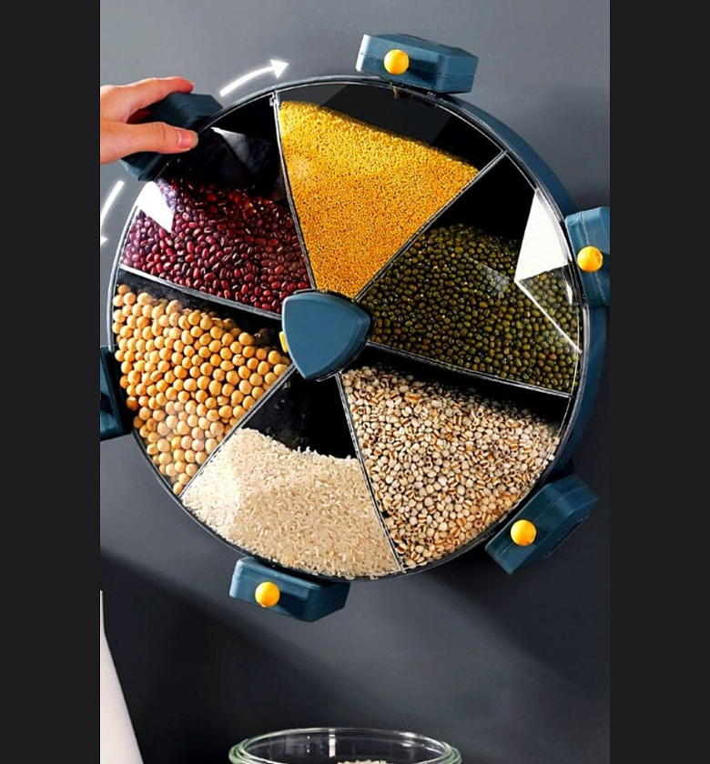 8.5L Large Capacity 6-Grid Rotating Dry Food & Grain Dispenser image