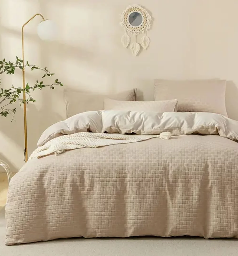 3-Piece Waffle Weave Poplin Soft Cotton Duvet Cover Set (6x7) image