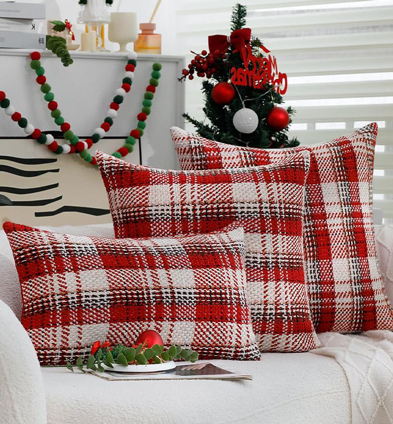 Tartan Hearth Plaid Woven Throw Pillow Cover Set image