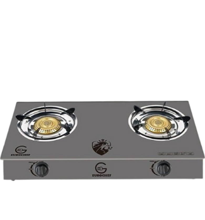 Cooktop. Eurochef Quality Gas Cooker With A Glass Top-two Burners image