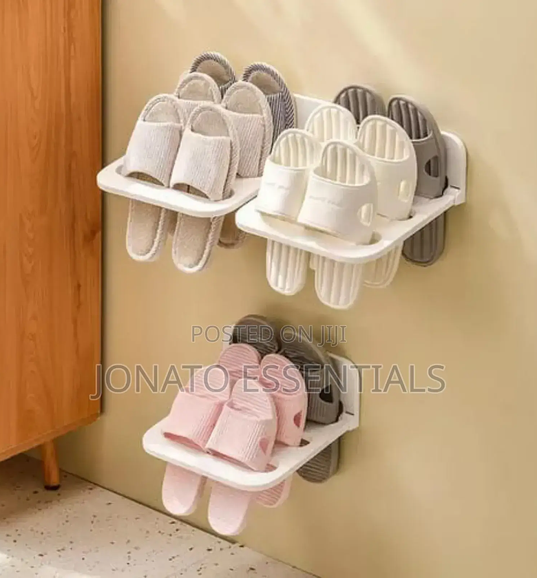 Wall-Mounted Folding Shoe Rack, Bathroom Slipper Rack image