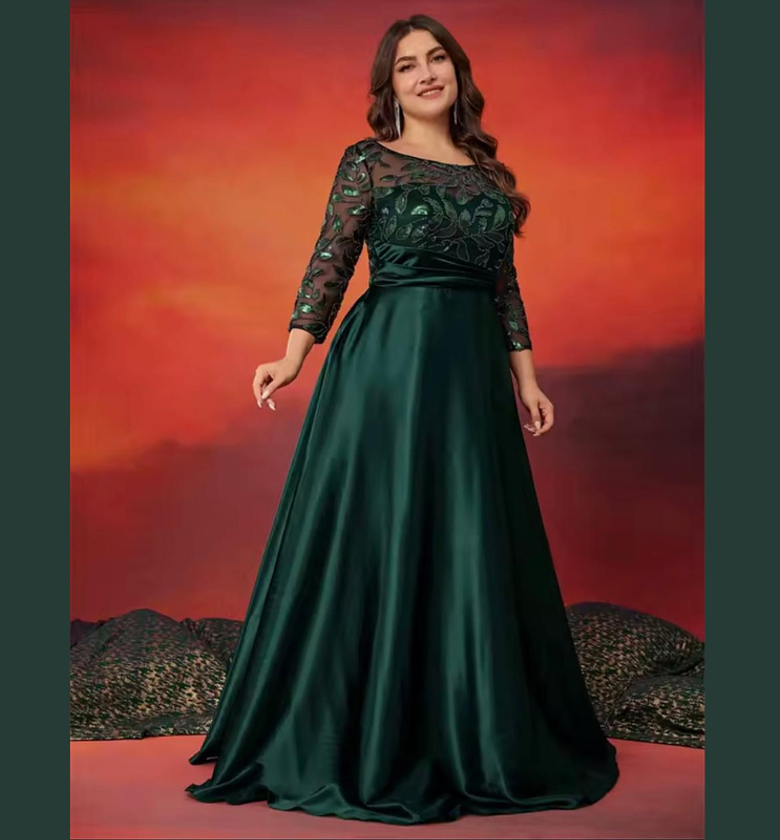 Emerald Forest Embroidered Satin A-Line Gown image