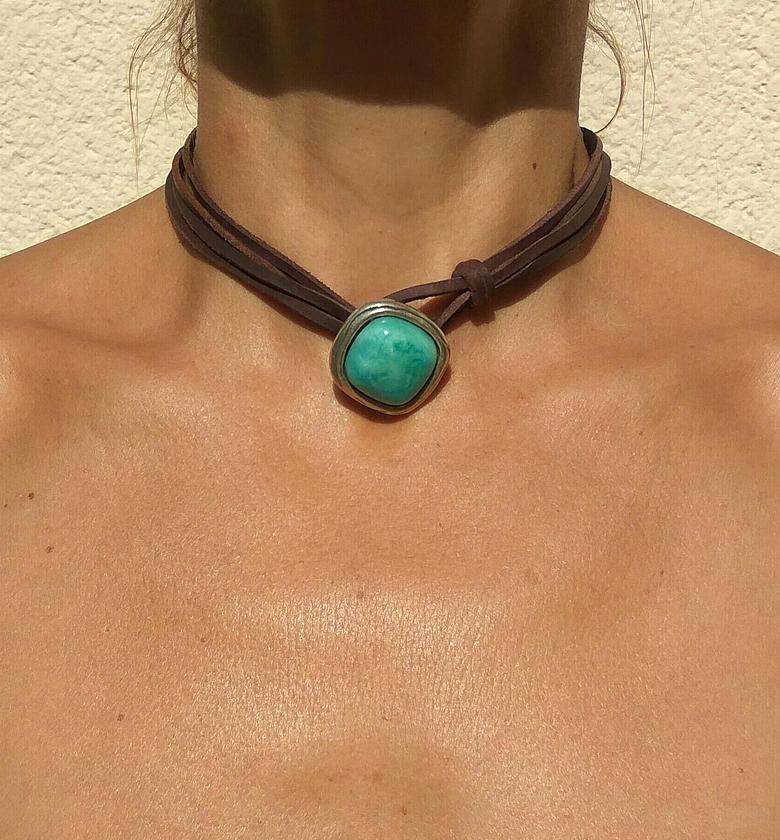 Leather strand bohemian choker image