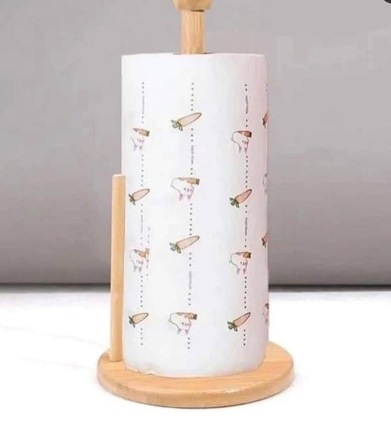Bamboo paper towel holder. image