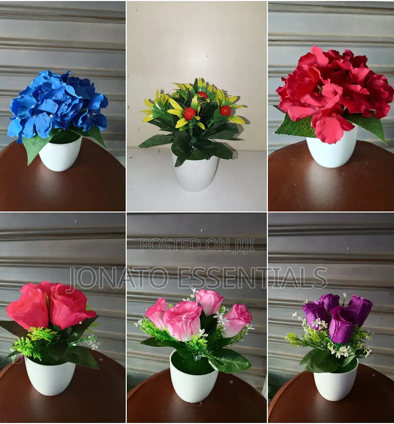 Vibrant Artificial Flower in White Pot image