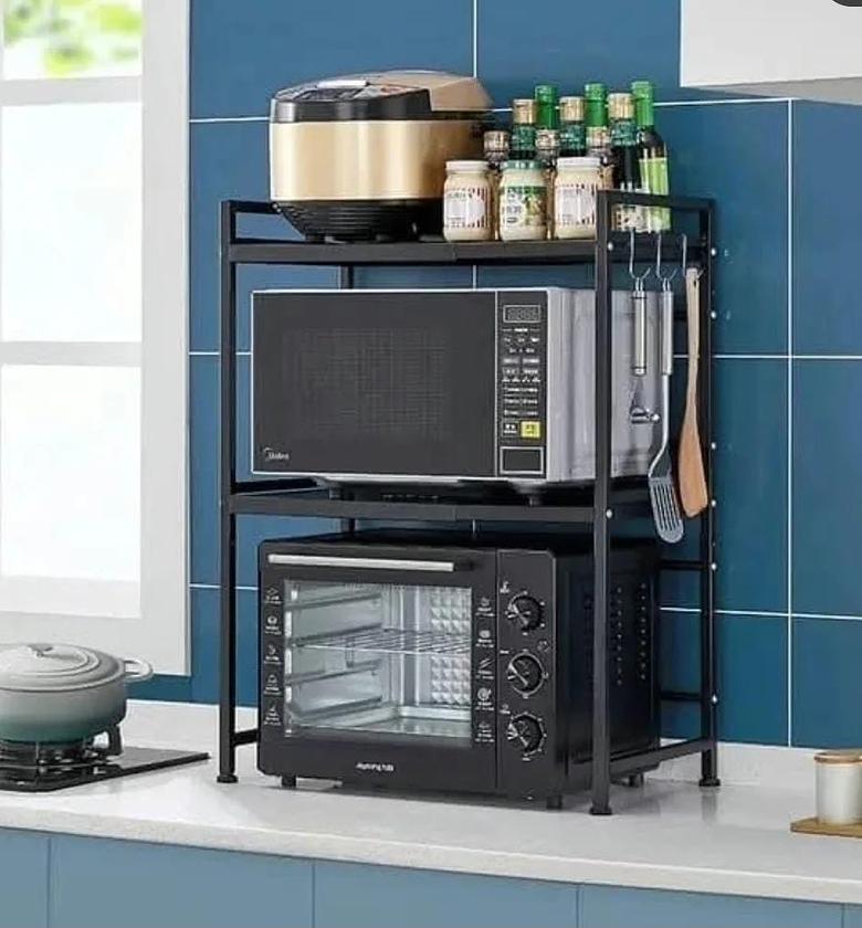 2 layer adjustable microwave stand image