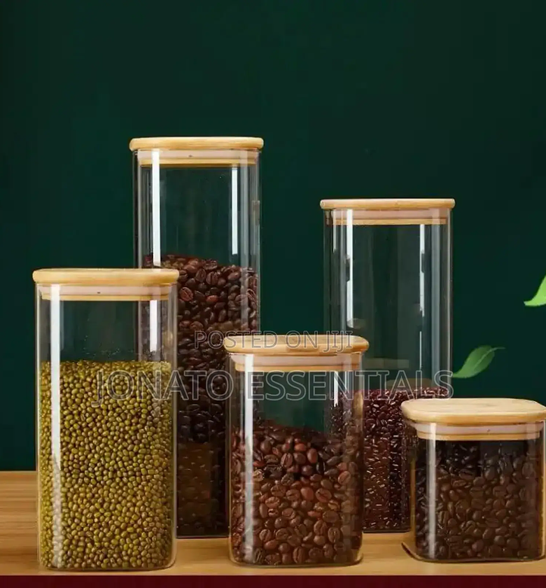 250ml Square Bamboo Lid Glass Jar image