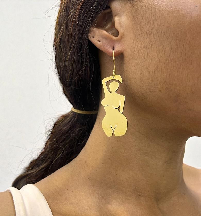 Golden Goddess Brass Earrings image