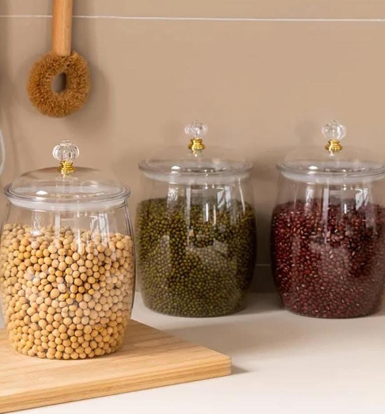 Clear airtight food storage containers. image