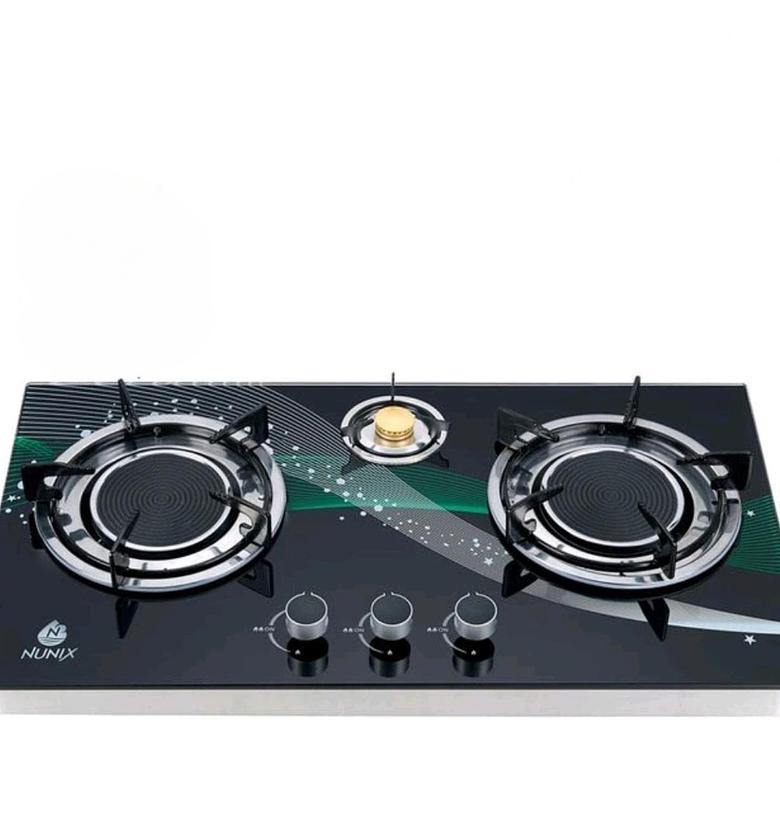 Nunix 3 Burner Low Gas Consumption Glass Top Table Infrared Cooker image