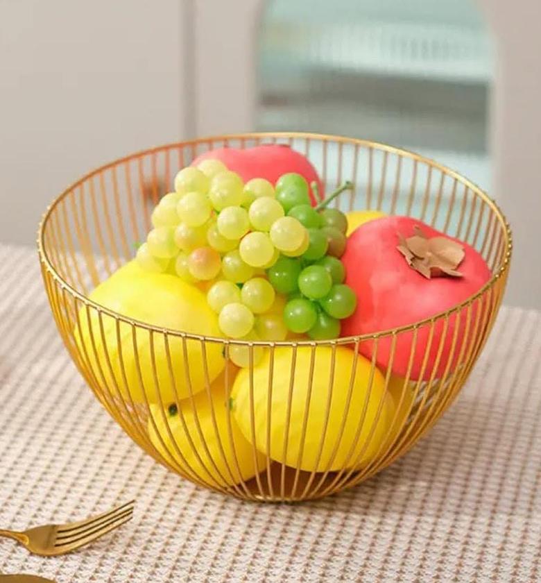 Metallic fruit basket. image