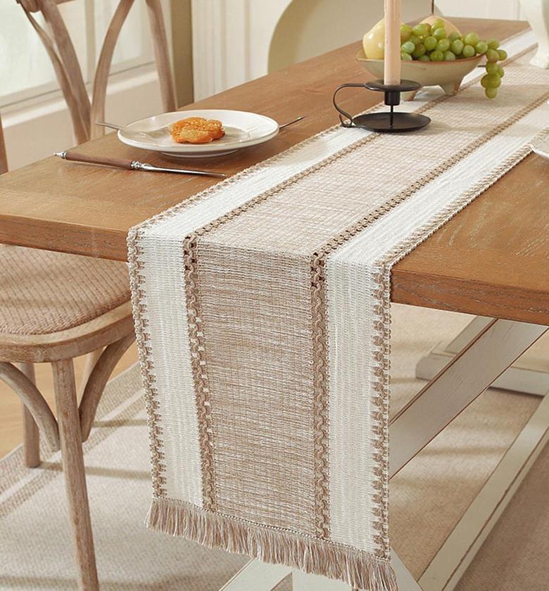 Nordic Boho Handwoven Table Runner with Tassels image