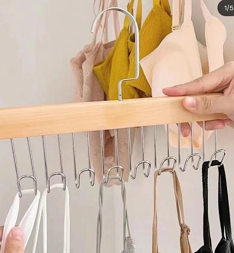 2PCS Wooden plank multipurpose 8 hook hanger image