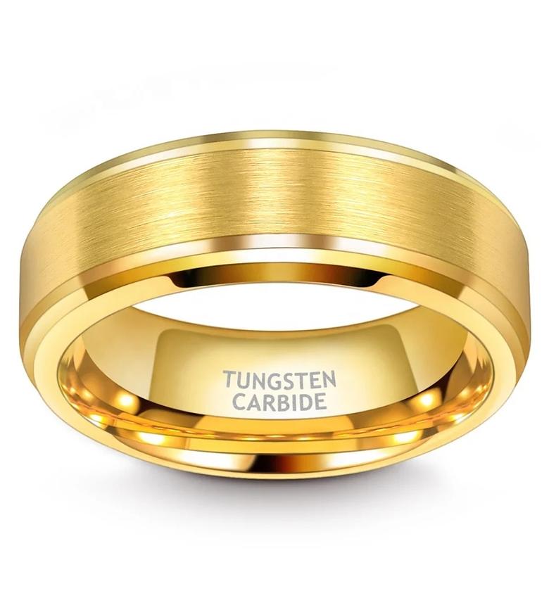 Brushed Gold Plated Tungsten Carbide Men's Wedding Ring/Band  image