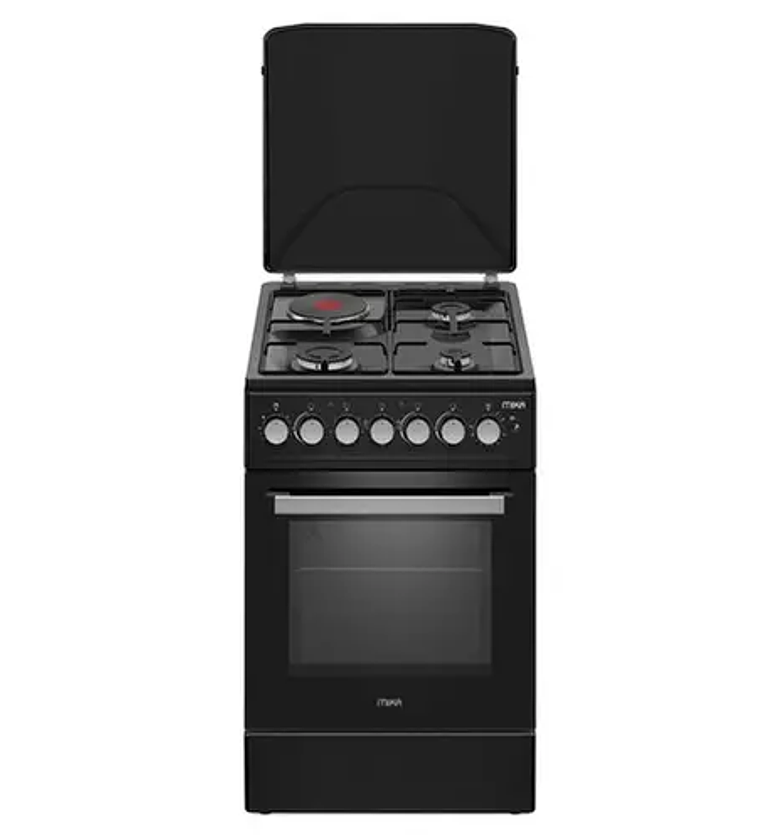 Mika MST5060P33EBL, 50*60, 3 Gas Pipe Burners + 1 Hot Plate Free Standing Gas Cooker With Electric Oven image