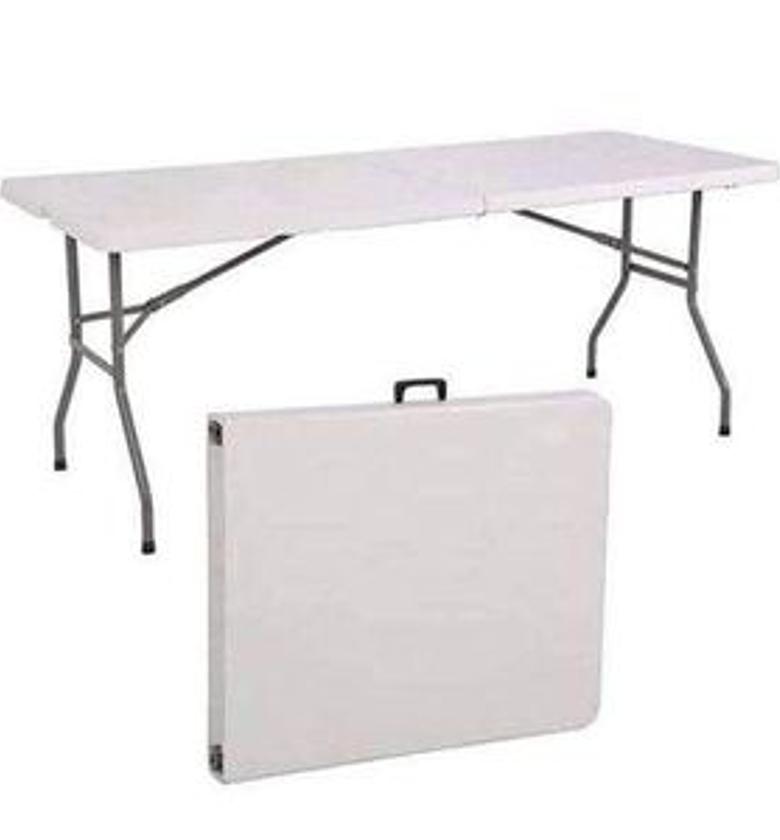 1.8m Rectangular Plastic Folding Table. Portable table often used for indoor and outdoor events, camping, As Dinning Table or extra utility space.  image