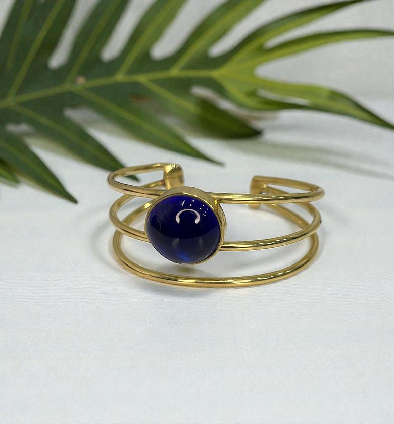 Blue Chalcedon Brass Bracelets image